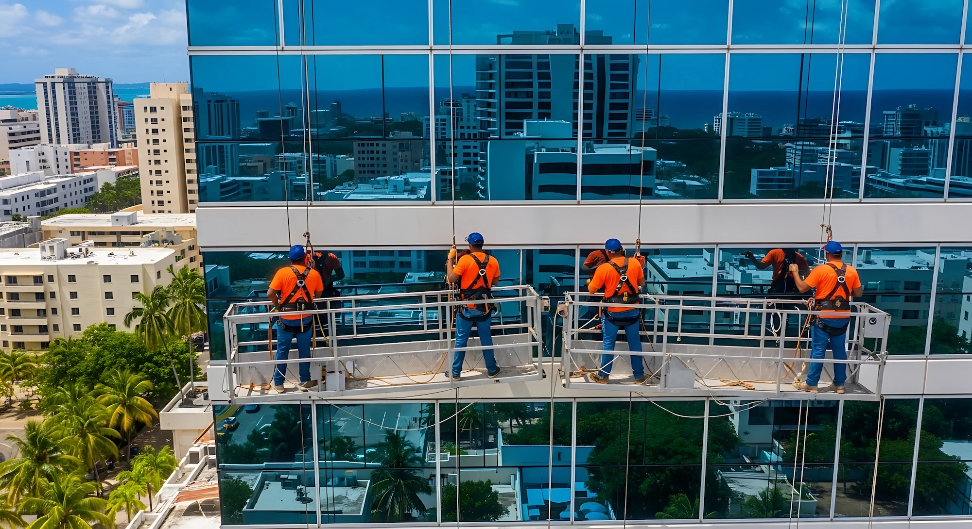 Cambio de cristales en altura en un edificio
