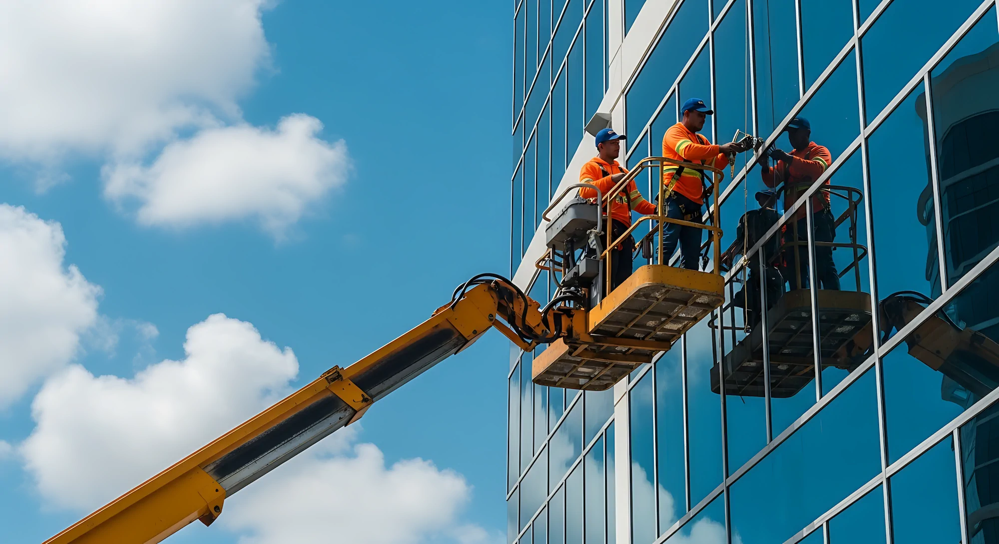 Técnicos de High Point realizando trabajos en altura en una fachada